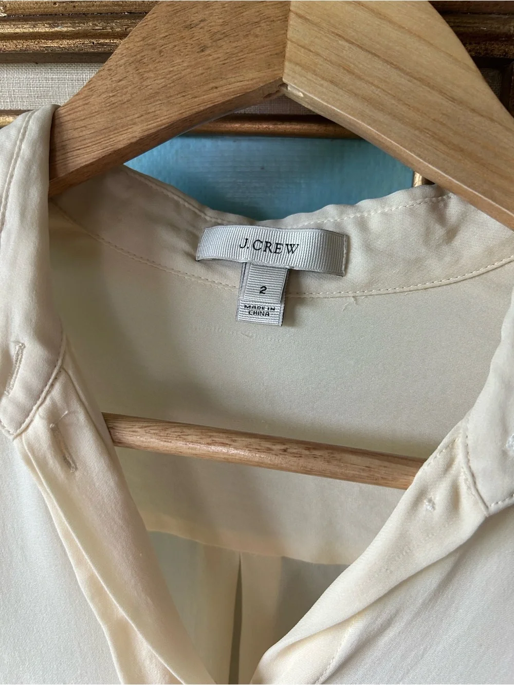 J. Crew Ivory V-Neck Blouse